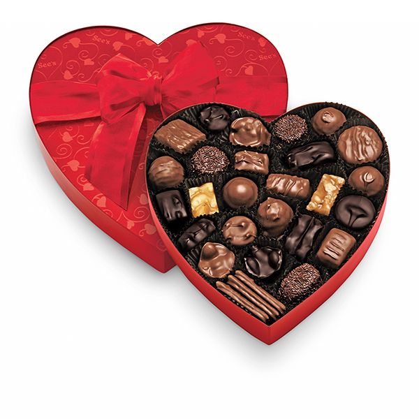 View of Classic Red Heart, Assorted Chocolates
